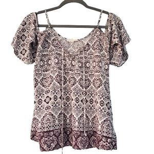 L.A. HEARTS Floral Cold Shoulder Boho Blouse